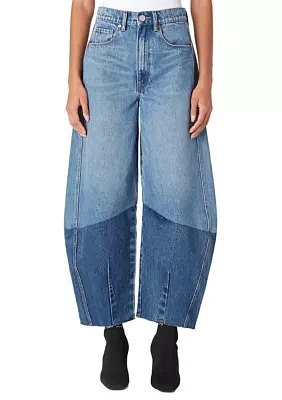 Women's Two Tone Barrel Leg Jeans