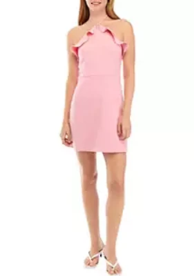 French Connection Whisper Ruth Ruffle Halter Neck Dress