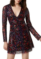 Long Sleeve Inari Embellished Sequin Dress