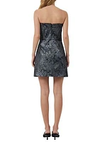 Floral Jacquard Metallic Strapless Dress