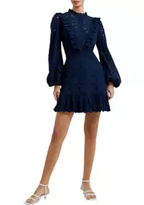 French Connection Long Sleeve Anglaise Mini Dress