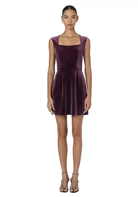 Stretch Velvet Square Neck Dress