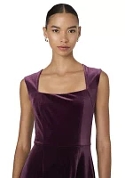 Stretch Velvet Square Neck Dress