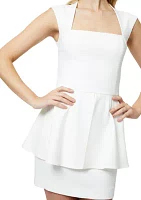 Whisper Peplum Square Neck Mini Dress