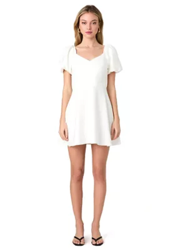 Whisper Puff Sleeve Overlap Dress