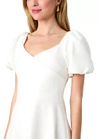 Whisper Puff Sleeve Overlap Dress