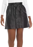 French Connection Button Front Leather Skirt