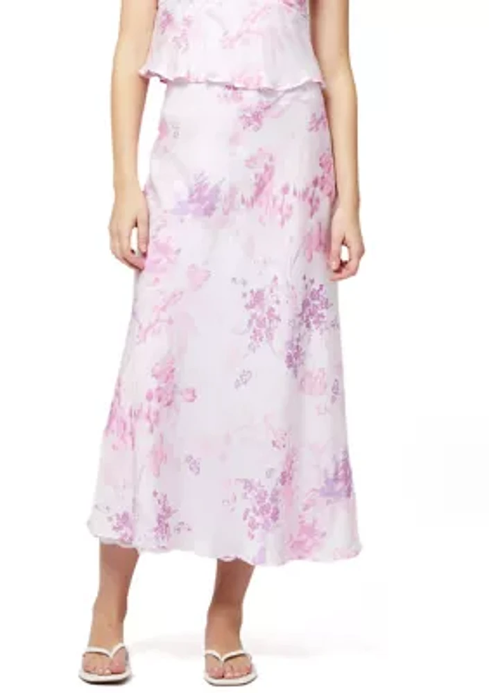 Elyria Oona Satin Midi Skirt