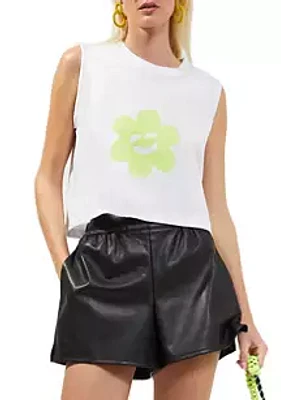 French Connection Smiley Flower Graphic Tank Top