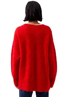 Fluffy Knit V-Neck Jumper