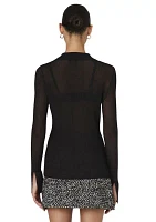 Lurex Mix Collared Top