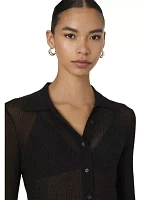 Lurex Mix Collared Top