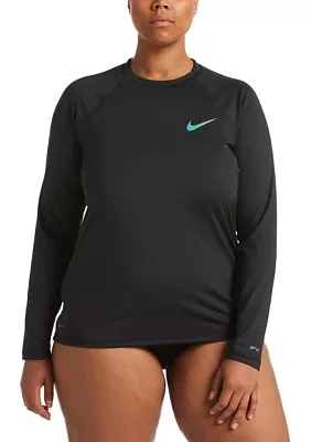 Plus Essential Long Sleeve Hydroguard Swim T-Shirt - Extended