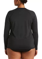 Plus Essential Long Sleeve Hydroguard Swim T-Shirt - Extended