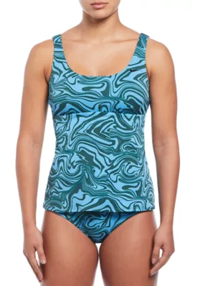 Swirl Scoop Neck Tankini Swim Top