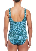 Swirl Scoop Neck Tankini Swim Top