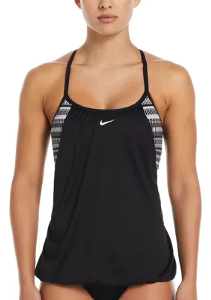 Digi Stripe Layered Tankini Swim Top