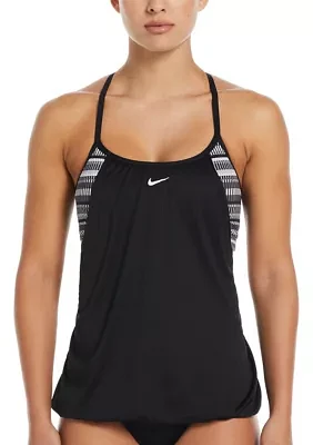 Digi Stripe Layered Tankini Swim Top