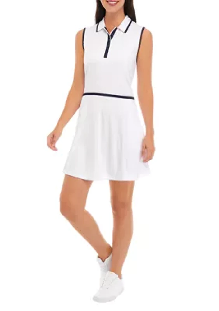 Sleeveless Essential Color Block Flounce Polo Dress