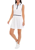 Sleeveless Essential Color Block Flounce Polo Dress