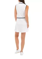 Sleeveless Essential Color Block Flounce Polo Dress