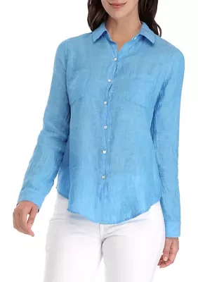 Sea View Linen Button Down Top