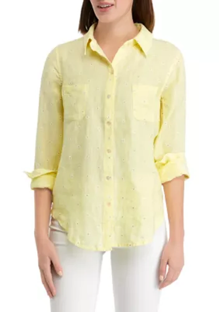 Women's Sea View Linen Button Down Top