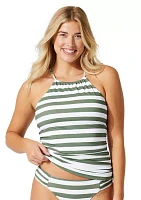 Paradise Fronds Reversible High Neck Tankini Swim Top