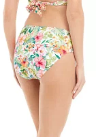 Shirred High Waisted Swim Bottoms