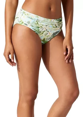 Paradise Fronds Shirred High Waist Swim Bottoms