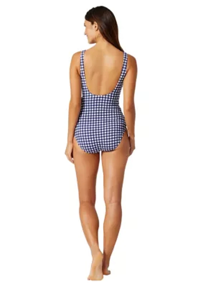 Gingham Wrap Front One Piece Swimsuit