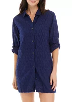 Cotton Clip Boyfriend Shirt Swim Coverup