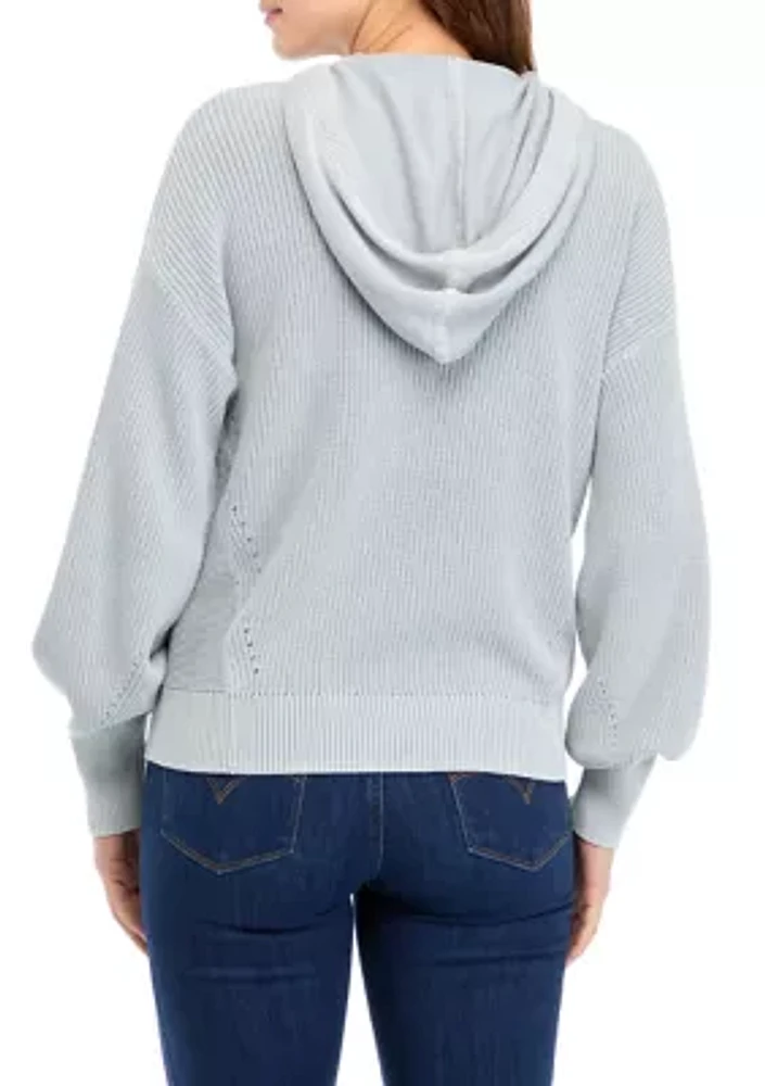 Women's Indigo Palm Salt Washed Sweater Knit Hoodie