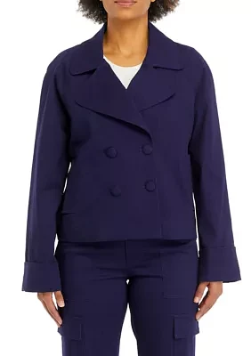 Women's Short Trench Jacket with Back Belt