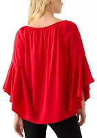 Women's Tulip Sleeve Satin Blouse