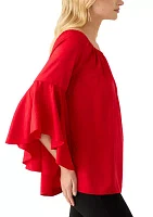 Women's Tulip Sleeve Satin Blouse