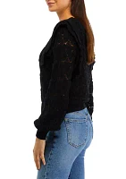 Women's Ruffle Pointelle Sweater