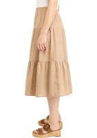 Women's Solid Tiered Linen Rayon Skirt