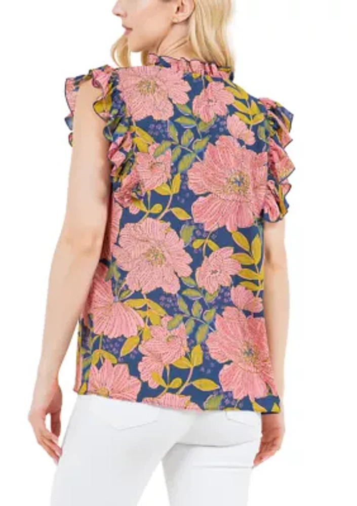 Short Sleeve Floral Printed Blouse