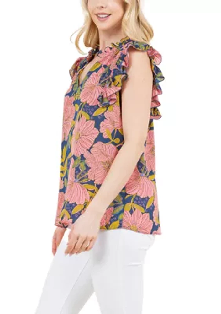 Short Sleeve Floral Printed Blouse