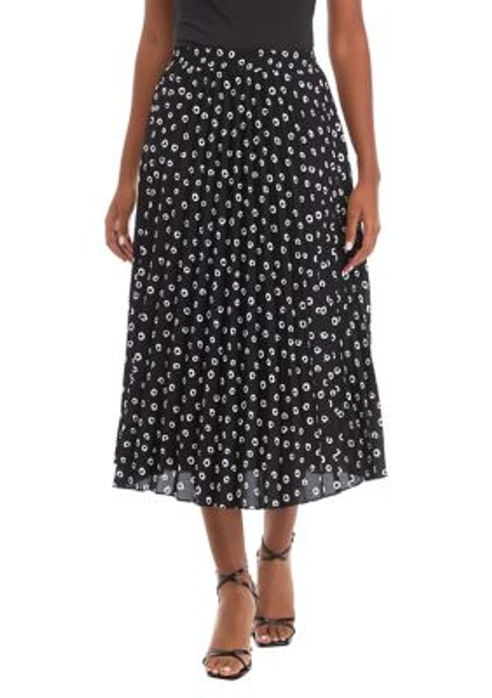 Women's Printed Pleated Midi Skirt