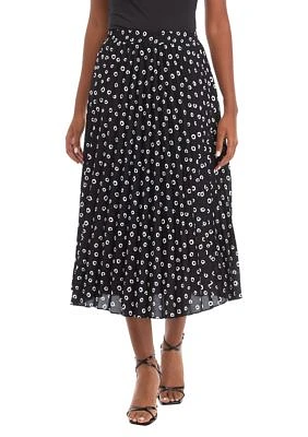 Women's Printed Pleated Midi Skirt