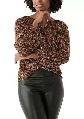 Women's Printed Lurex Blouse