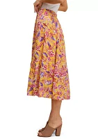 Women's Floral Printed Tiered Midi Skirt