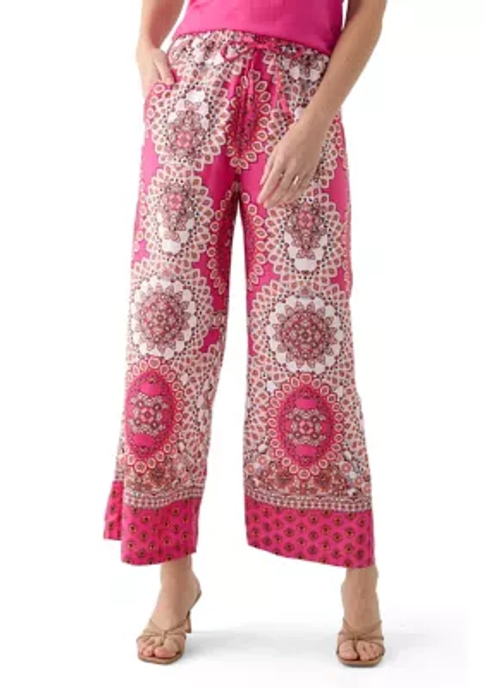 Women's Printed Satin Washed Pants