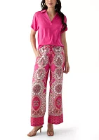 Women's Printed Satin Washed Pants