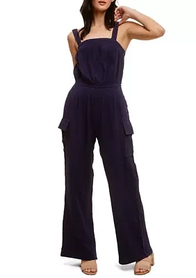 Women's Cotton Gauze Jumpsuit with Cargo Pockets