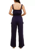 Women's Cotton Gauze Jumpsuit with Cargo Pockets