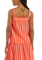 Women's Stripe Cotton Gauze Button Front Tank Top