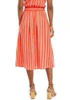 Women's Button Front Stripe Cotton Gauze Skirt